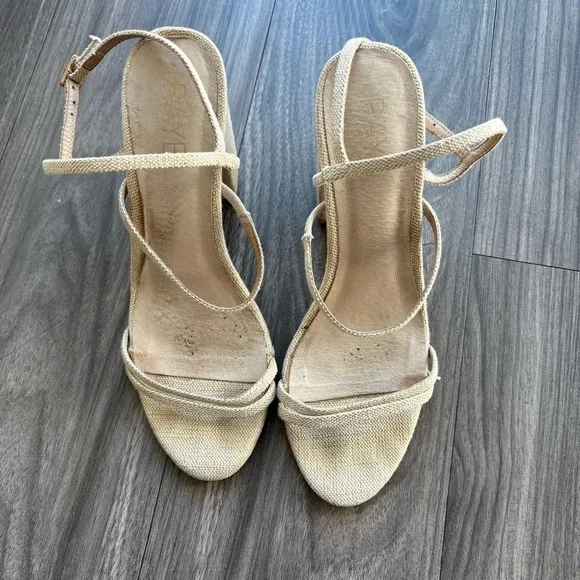 Revolve X Raye Limone Heel Natural Raffia Woven Block Heel Size 6.5 - Picture 5 of 10